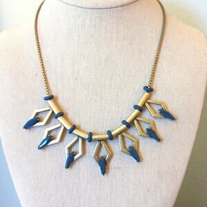 Rocksbox Geometric Diamond Station Prong Set Blue Bead Statement Necklace
